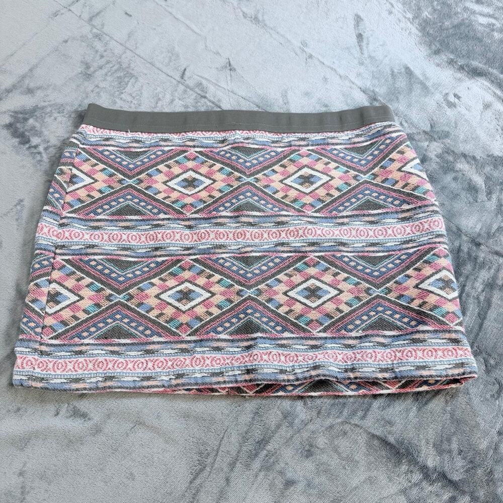American Eagle Outfitters Multicolor Aztec Print Mini Skirt Back Zipper Sz 12